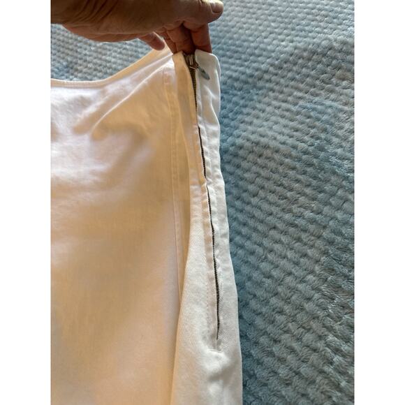 H&M White Denim Mini Dress Bachelorette Bridal Wedding Women's Large Tank Top - Picture 4 of 10